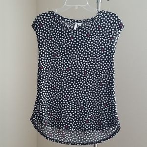 Elle Womens Polka Dot Heart Sleevless Blouse Small